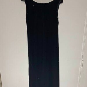 Jones Wear Vintage Asymmetric Black Cowl Neck Sequin Dress